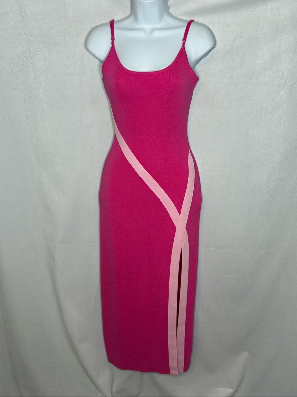 GUC Hera Collection Pink Colorblock Bodycon Midi Dress size Large